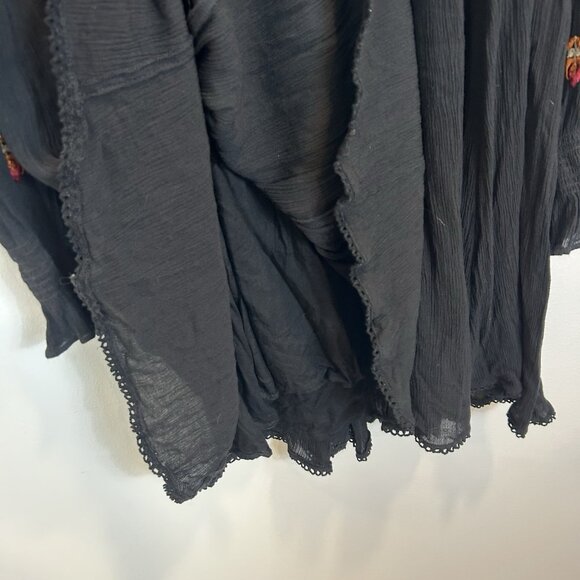 Free People Small Dress Black Mohave Embroidered Mini Tunic Lace Long Sleeve - Picture 11 of 13